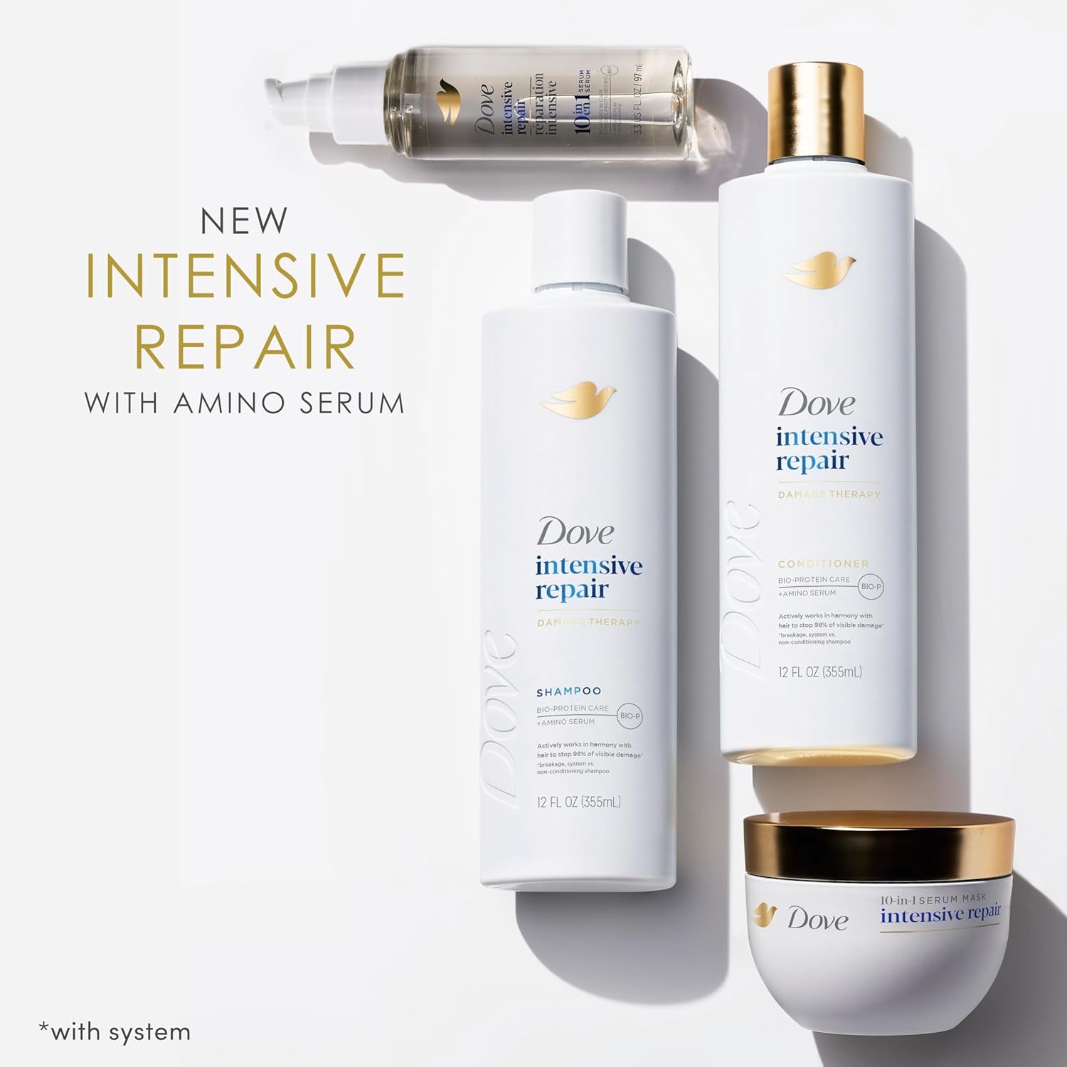 Dove Intensive Repair Amino Serum for Damaged Hair with Bio-Protein Care Technology 3.3 Oz