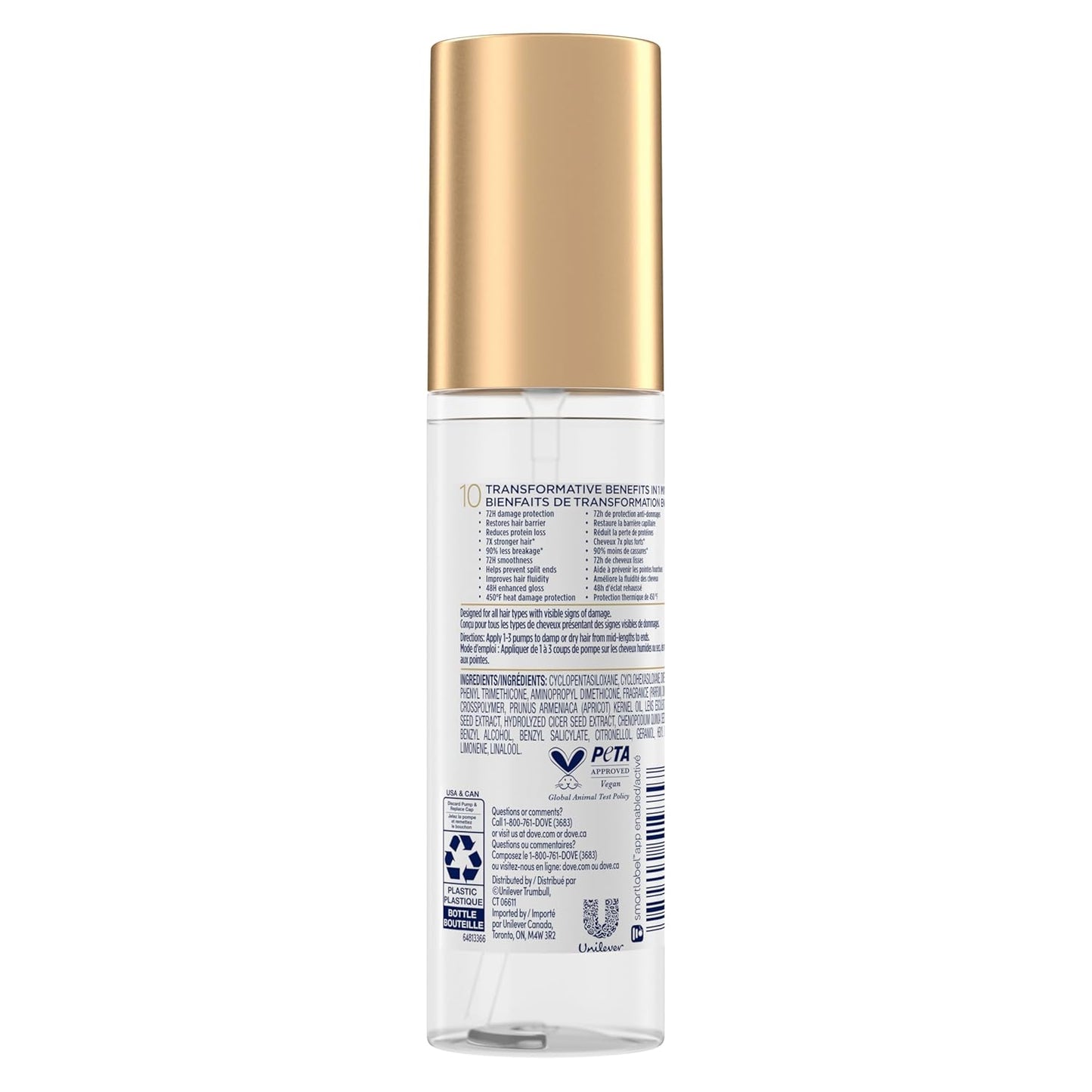 Dove Intensive Repair Amino Serum for Damaged Hair with Bio-Protein Care Technology 3.3 Oz