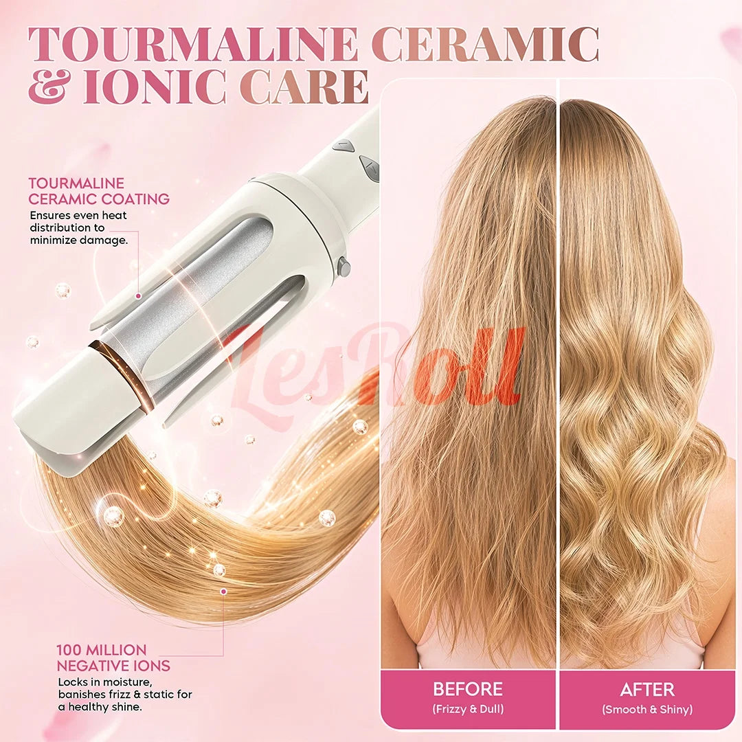 5-In-1 Hair Styling Tool with 1.25" Hair Crimper and Waver, 1" & 1.25" Automatic Curlers, Straightener Brush & Volumizing Crimper – Travel-Friendly Hair Tool