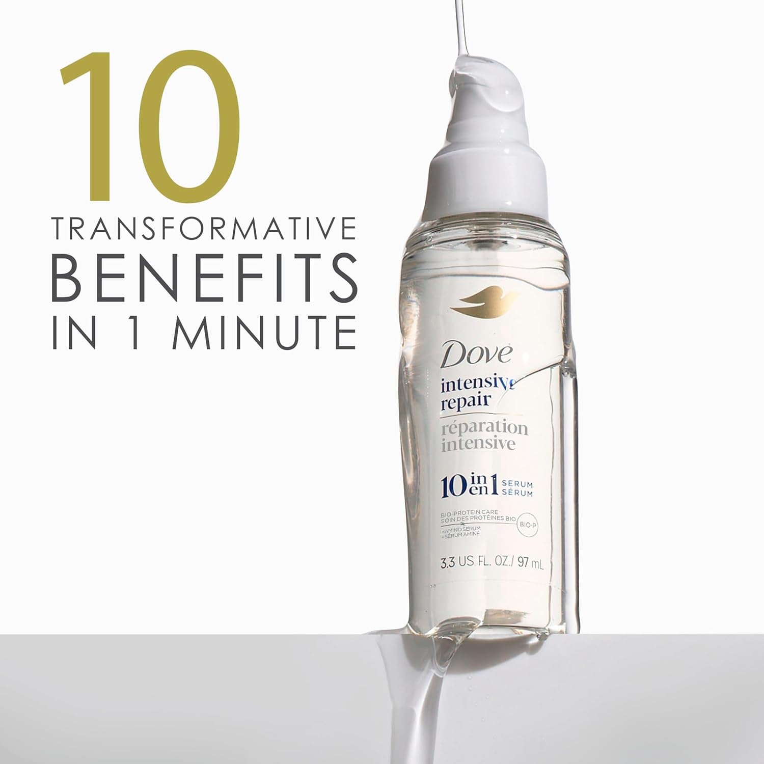 Dove Intensive Repair Amino Serum for Damaged Hair with Bio-Protein Care Technology 3.3 Oz